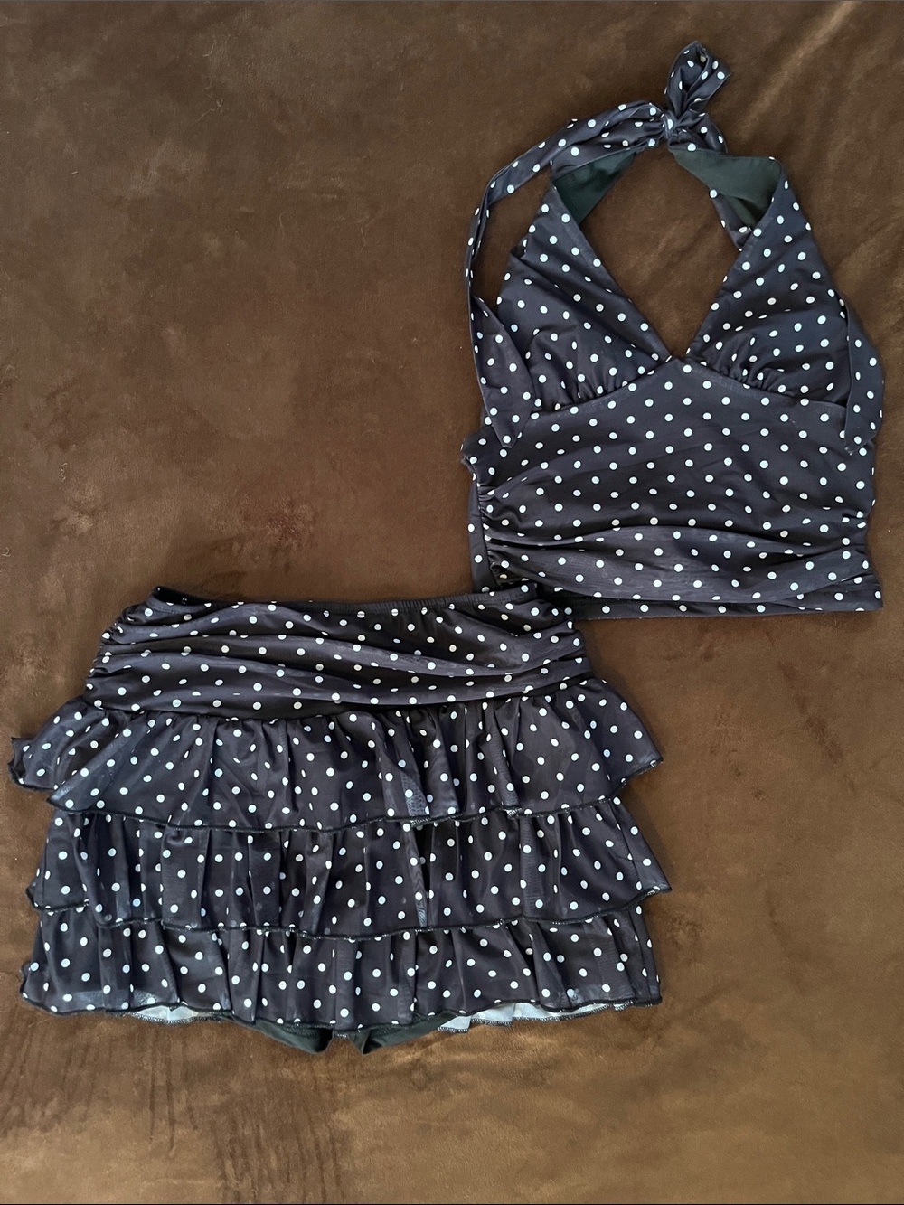 Black Polka Dot Two-Piece Skort Set